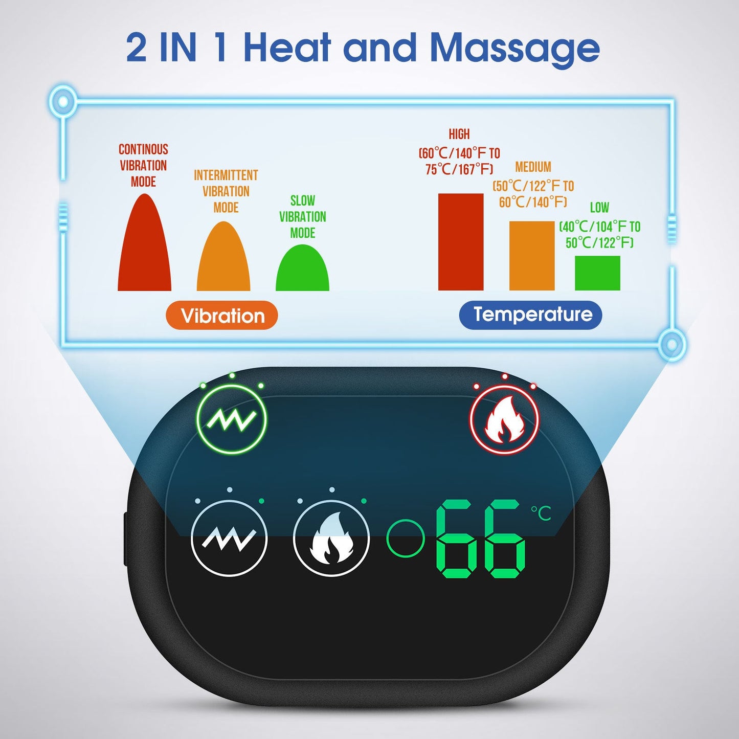 NNEDSZ Black Rechargeable Heated Shoulder Massager with LED Display - Adjustable Compression Wrap for Pain Relief and Relaxation